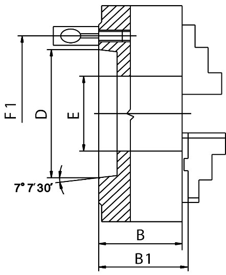 Патрон токарный 3-х кулачковый 160 мм, сталь D1-4/МК5 (ZE-8359-165), Zentra